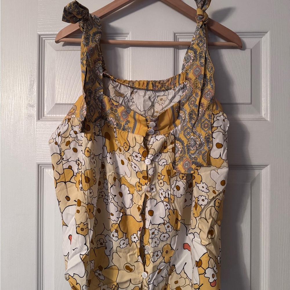 Floral Yellow and White Women's Top